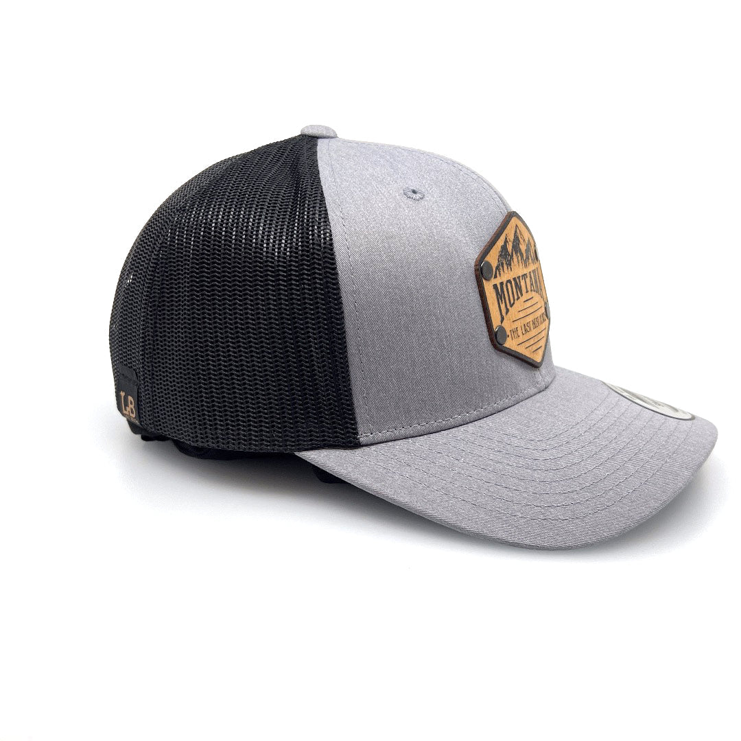 HEATHER GREY & CHARCOAL LEATHER PATCH HAT - MorningWood Company