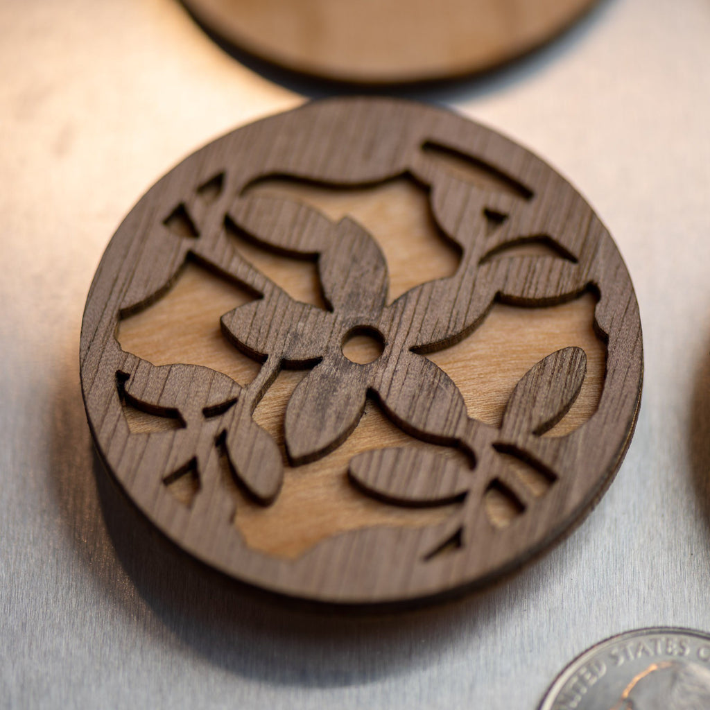 Dual Species Wood Magnet Magnet Last Best Supply Co Flower - Walnut on top