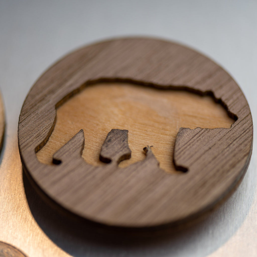 Dual Species Wood Magnet Magnet Last Best Supply Co Bear - Walnut on top